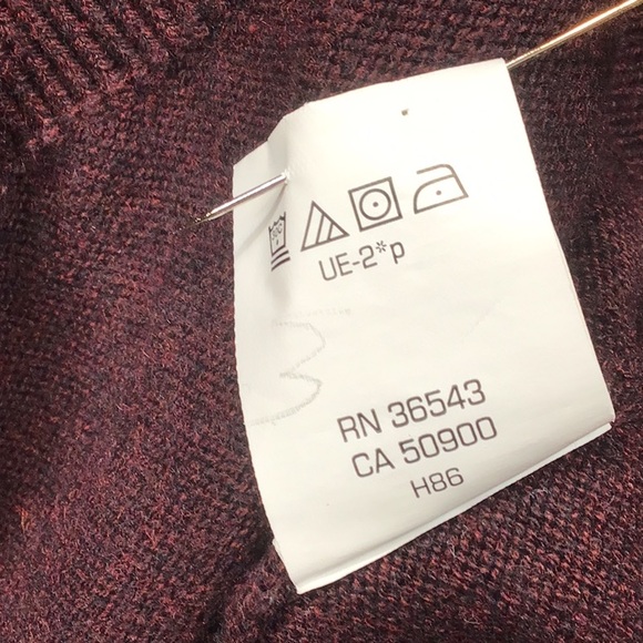 Van Heusen Maroon Cotton Blend Knit V-Neck Sweater - Picture 6 of 9